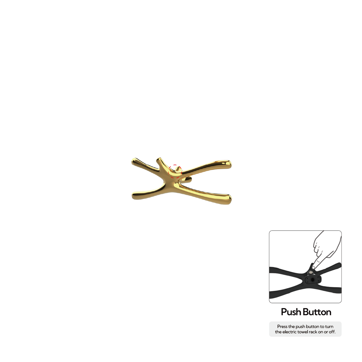 P&Bhusri S7-S-24K-N Chauffe-serviettes Daphne's Branch petit modèle en or PVD 24 carats