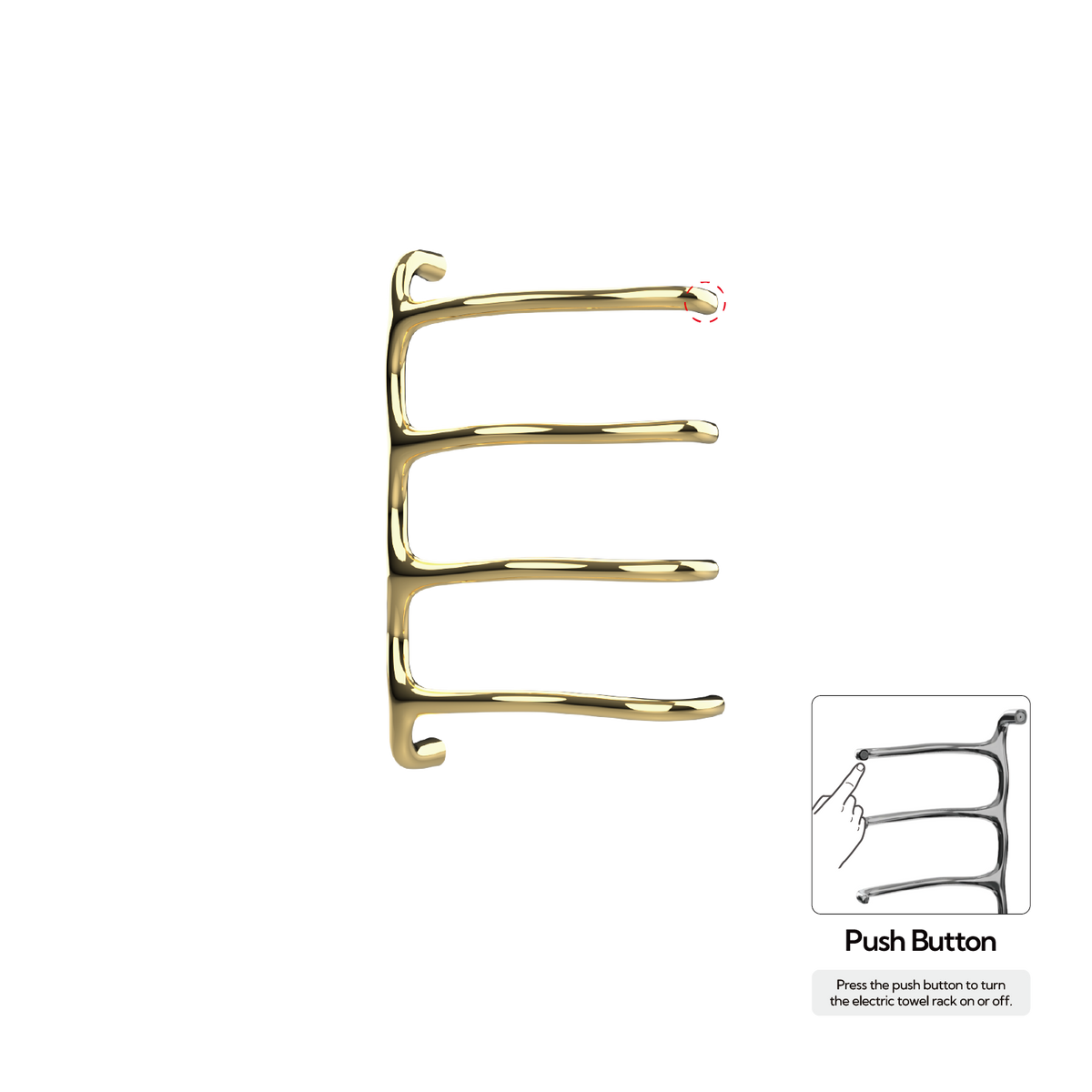 Sèche-serviettes P&Bhusri S8-M-PBR-N Tuscany Glimmer en laiton poli PVD
