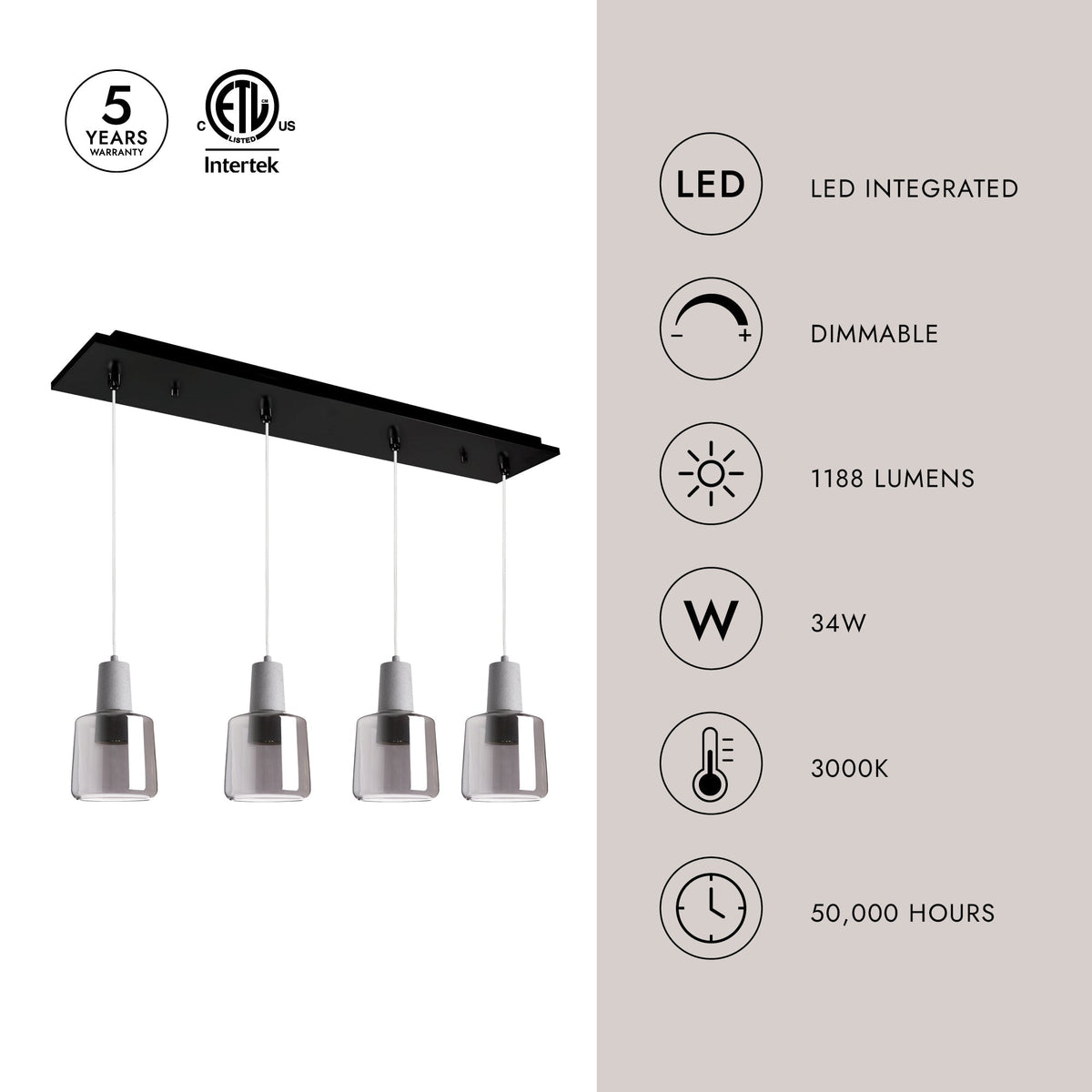 Kuzco Lighting MP12506BKSM-04 Samson LED Multi Pendant in Black