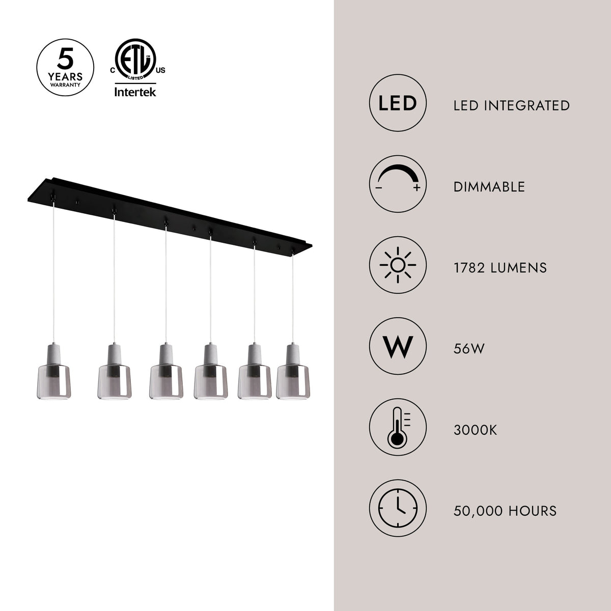 Kuzco Lighting MP12506BKSM-06 Samson LED Multi Pendant in Black