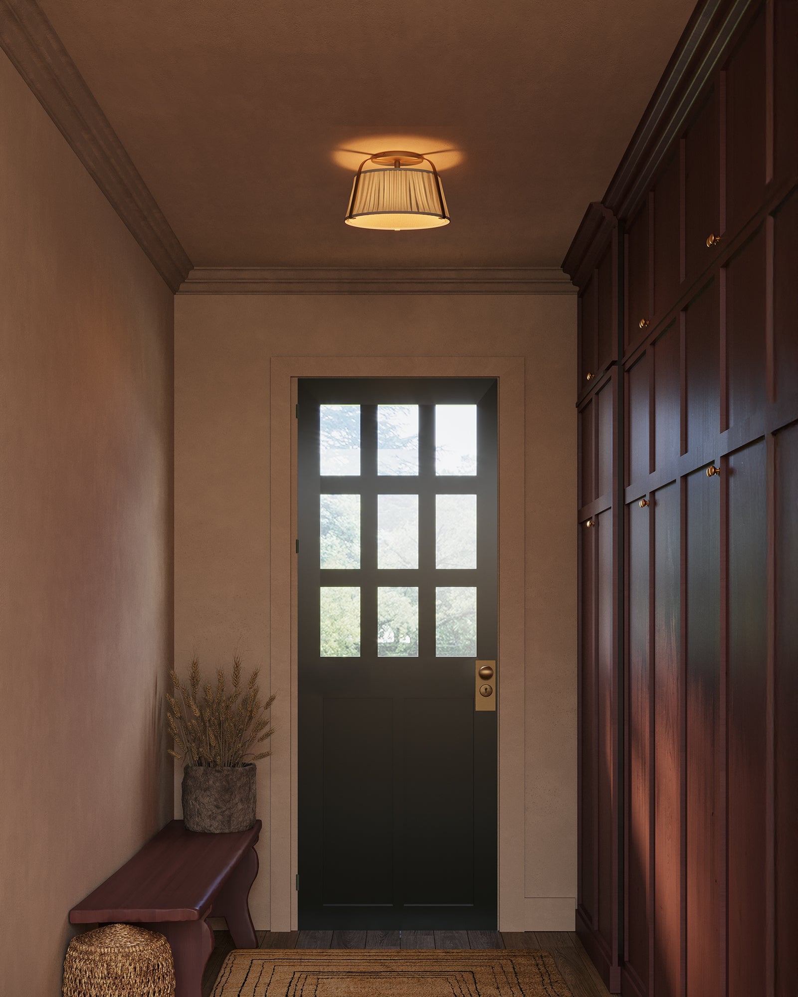 Alora Canada - SF675213BGGL - One Light Semi-Flush Mount - Scout - Brushed Gold/Green Linen