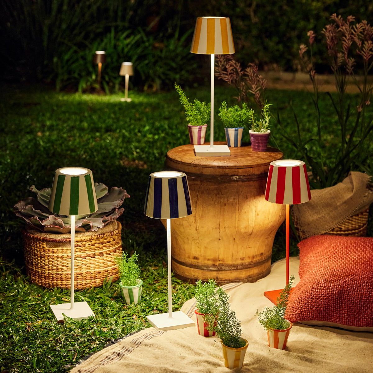 Zafferano America SDZA-340-BC2 Poldina Lido Shade in Yellow Stripes