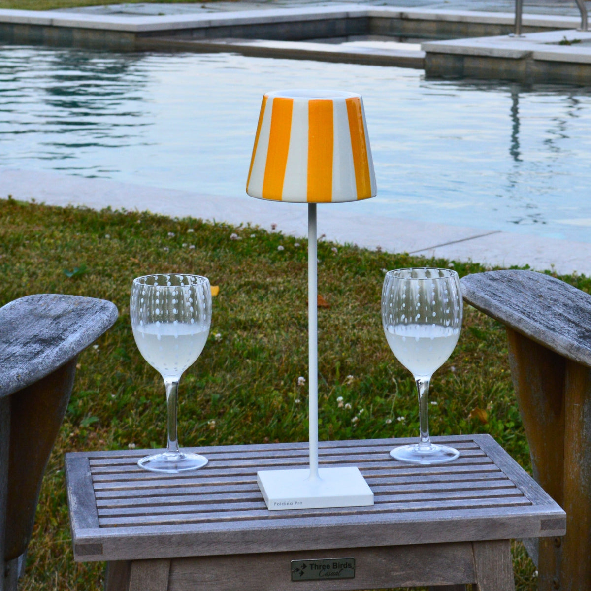Zafferano America SDZA-340-BC2 Poldina Lido Shade in Yellow Stripes