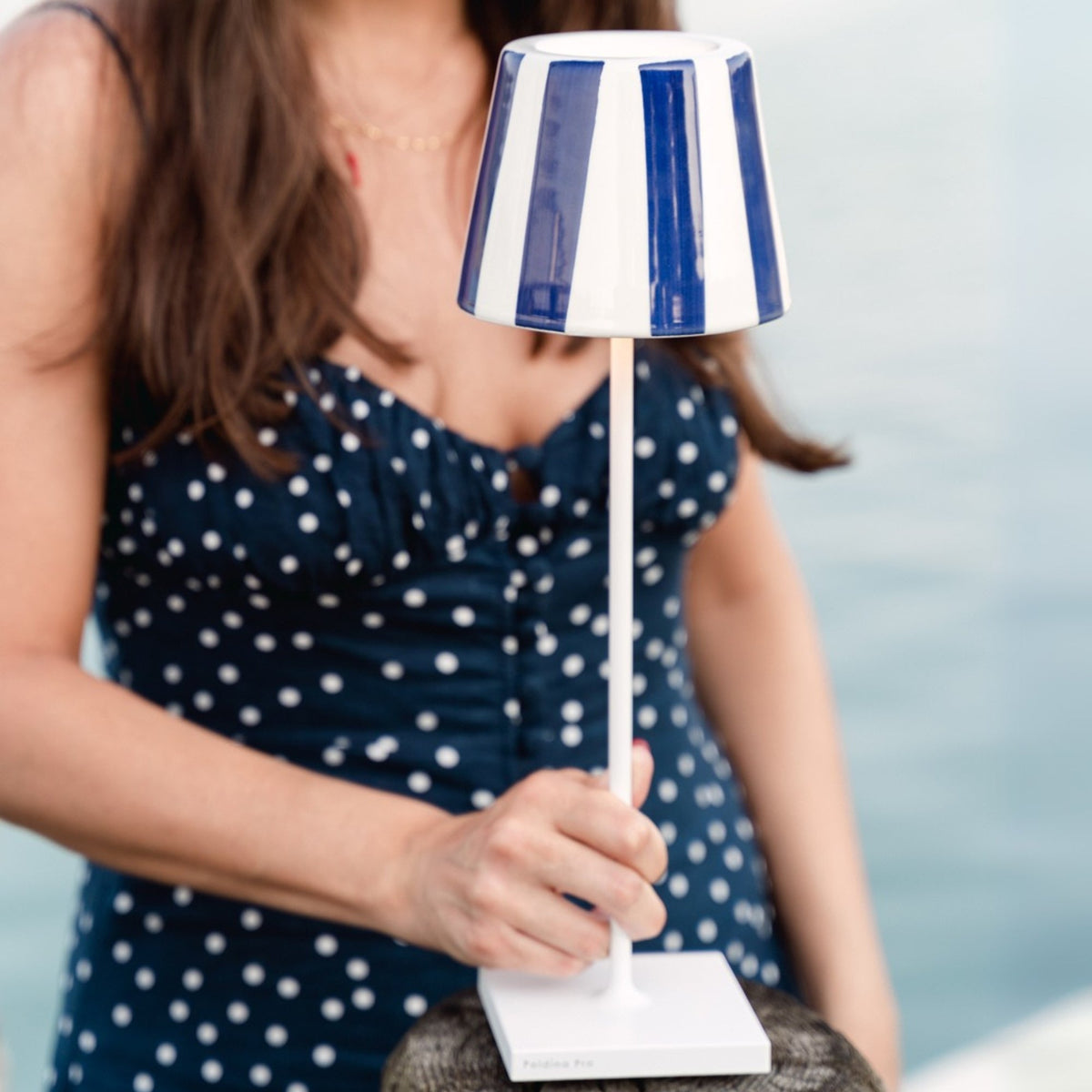 Zafferano America SDZA-340-BC3 Poldina Lido Shade in Blue Stripes