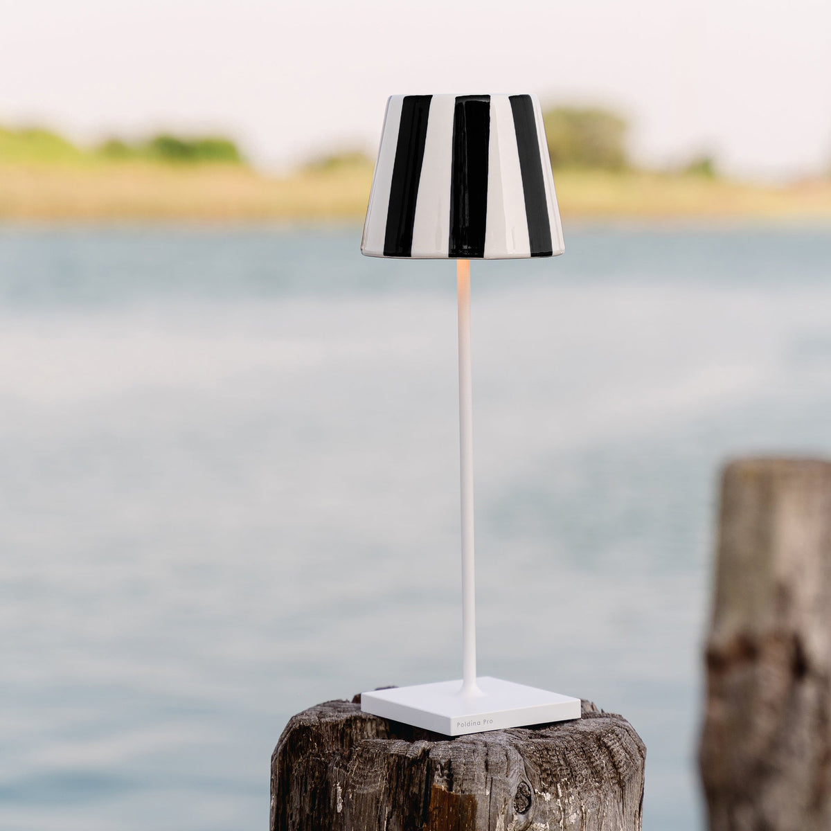 Zafferano America SDZA-340-BLACK Poldina Lido Shade in Black Stripes
