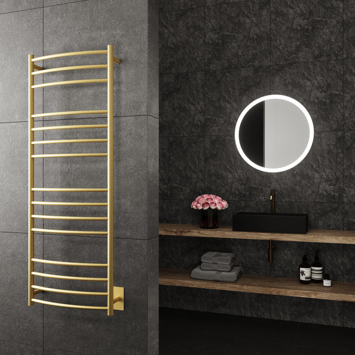 Paris Mirror - SELEGLD15 - Towel Warmer - Selene - Brushed Gold