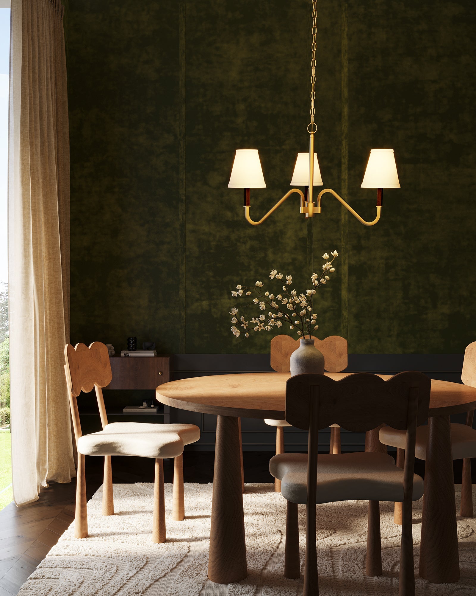 Alora Canada - CH445330MBWL - Three Light Chandelier - Sloan - Matte Black/White Linen