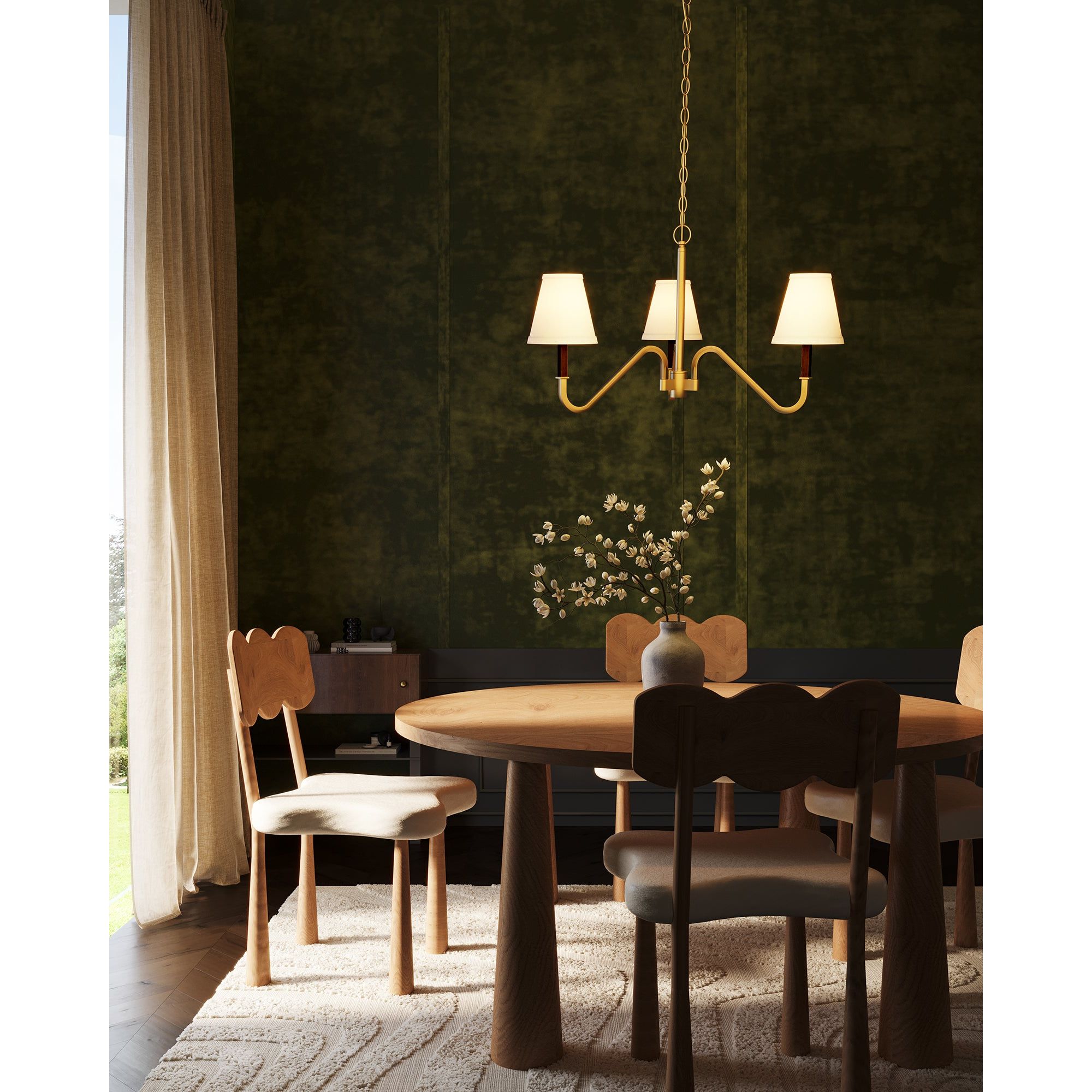 Alora Canada - CH445330MBWL - Three Light Chandelier - Sloan - Matte Black/White Linen