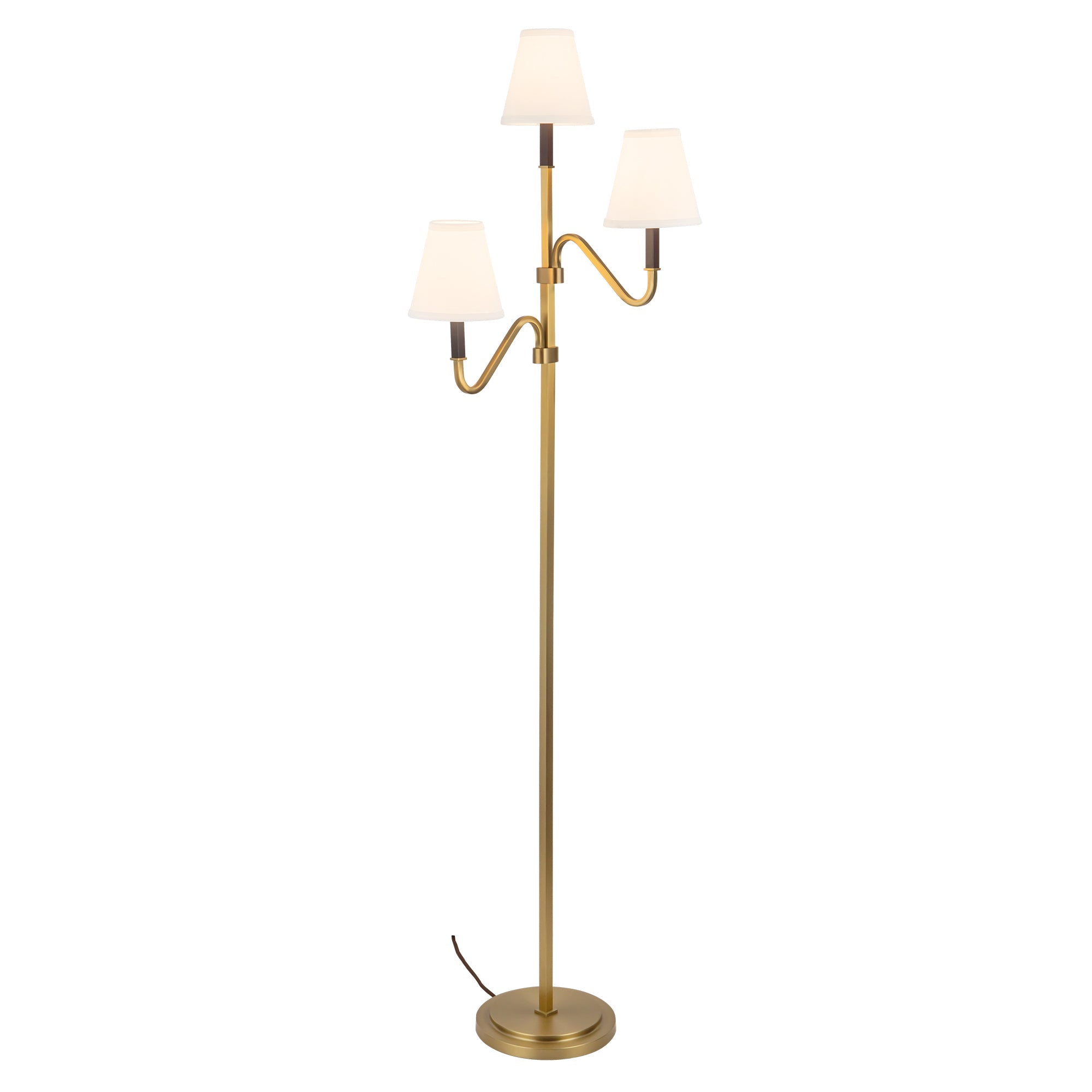Alora Canada - FL445368BGWL - Lampadaire à trois lumières - Sloan - Or brossé/Lin blanc