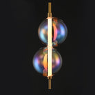 Studio M Lighting SM24931IRNAB Dreamer Pendant in Natural Aged Brass with Iridescent glass, side profile view