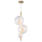 Studio M Lighting SM24932IRNAB Dreamer Pendant in Natural Aged Brass with Iridescent glass, front view on white background