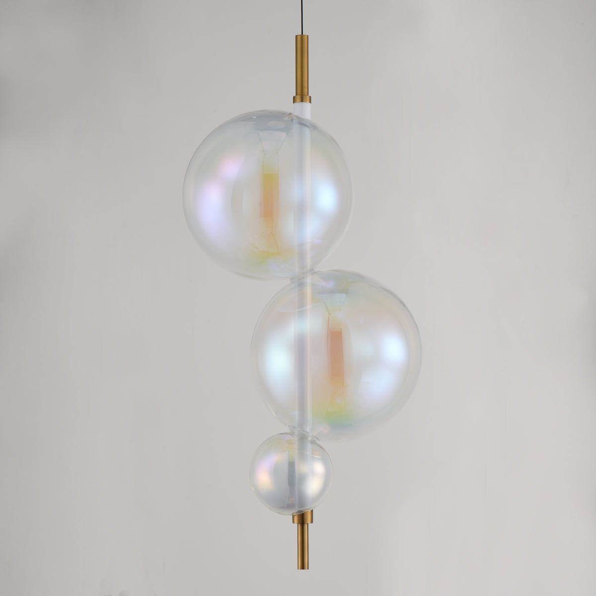 Studio M Lighting SM24932IRNAB Dreamer Pendant in Natural Aged Brass with Iridescent glass, side profile view