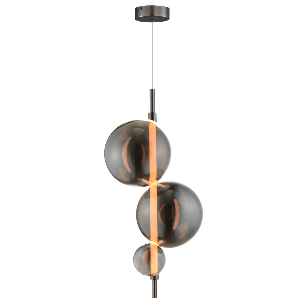 Studio M Lighting SM24932MSKBC Dreamer Pendant in Black Chrome with Mirror Smoke glass, front view on white background