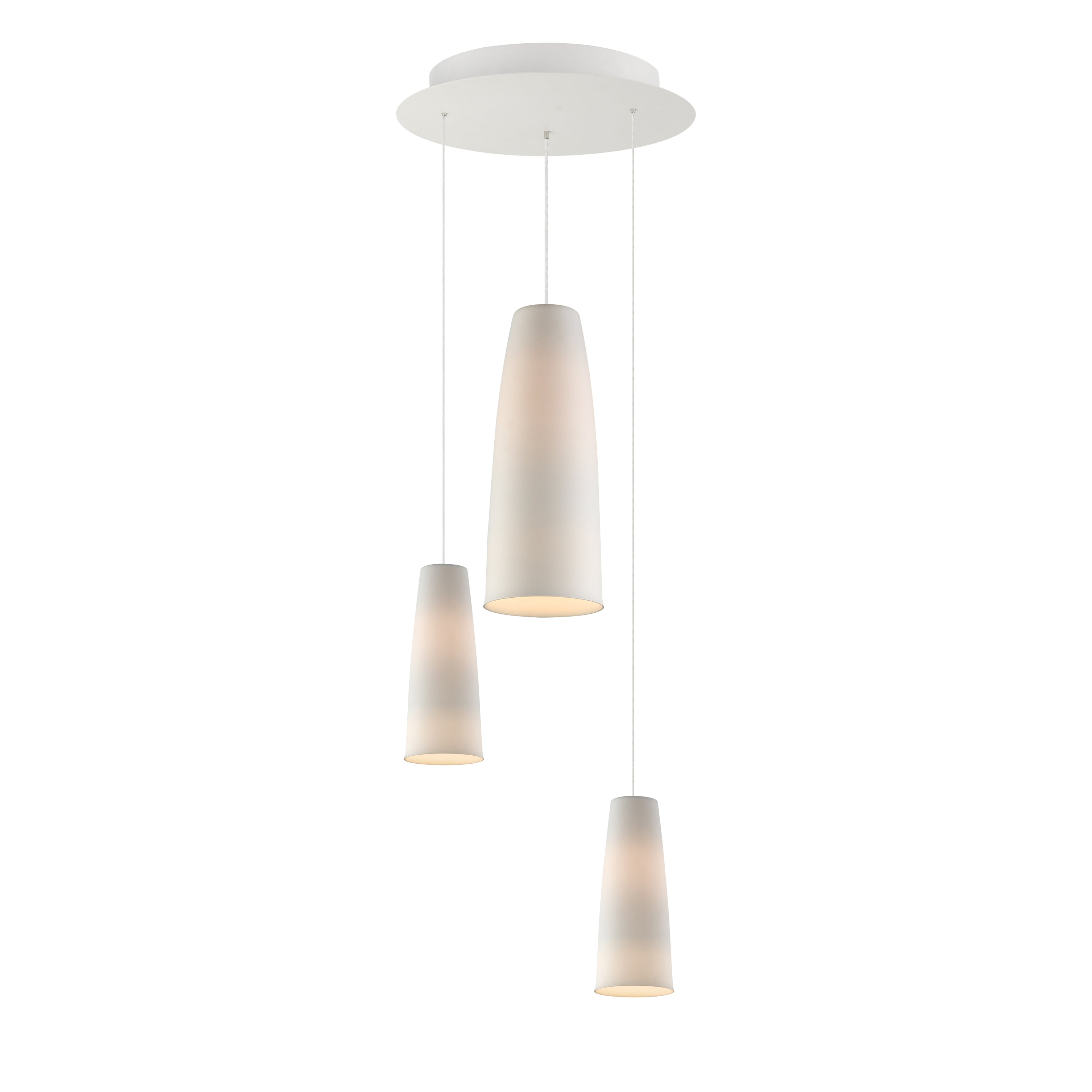 Studio M Lighting SM30003WT Stream Multi-Light Pendant in White, front view on white background