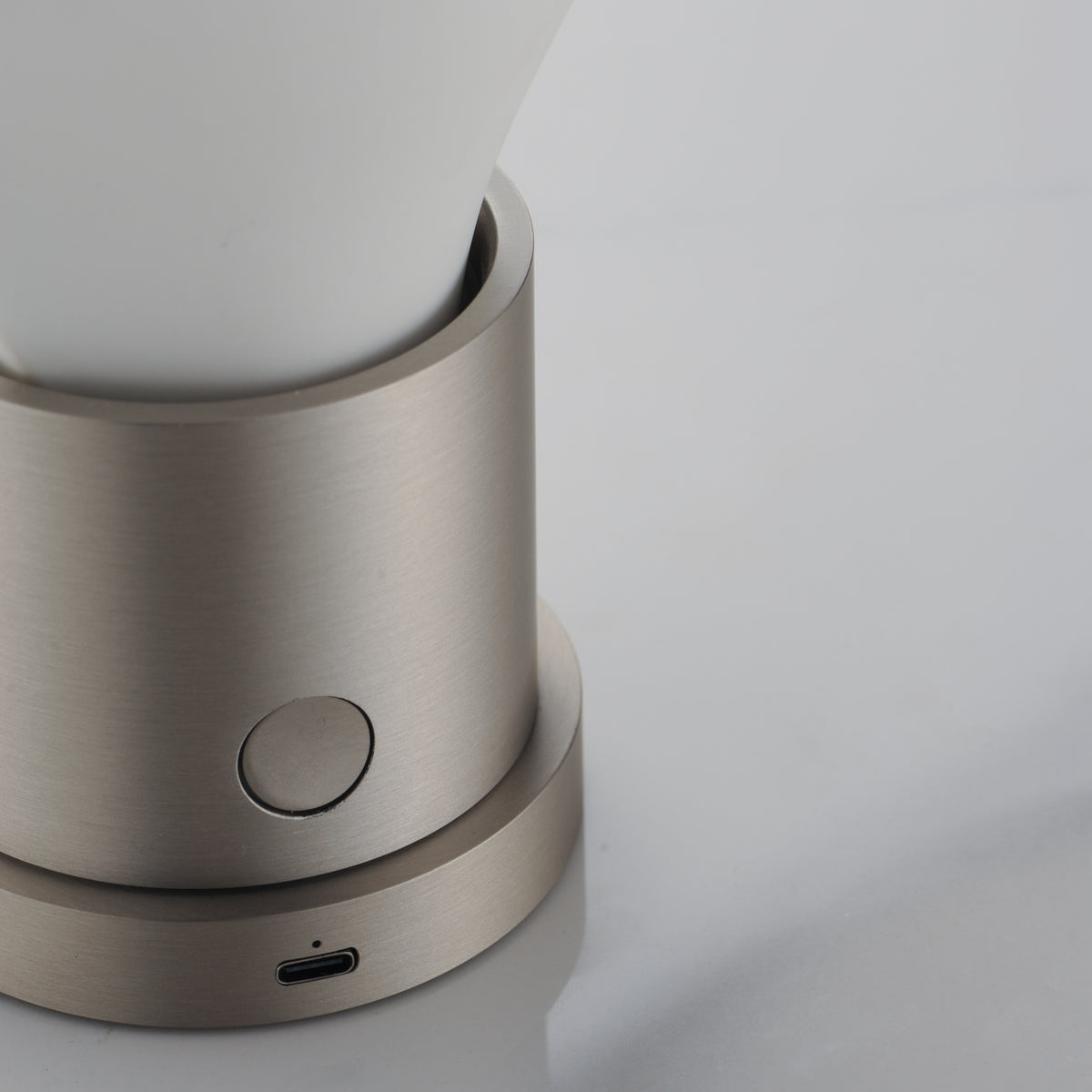 Studio M Lighting SM30149WTSN Burgeon Table Lamp in Satin Nickel, close-up detail view