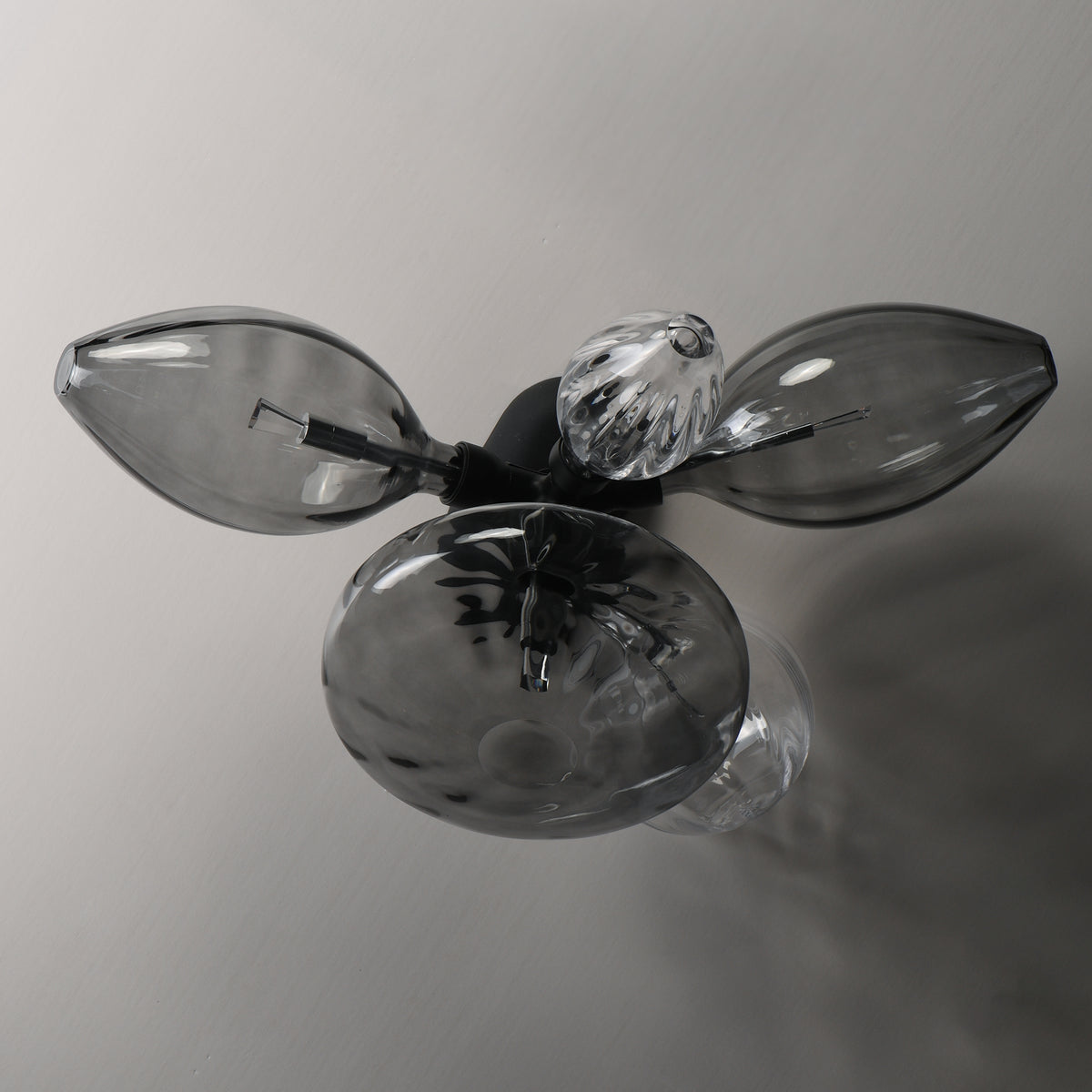 Studio M Lighting SM49300MSCLBK Ray Dance Cluster Wall Sconce in Black with Smoke and Clear glass, three-quarter angle view