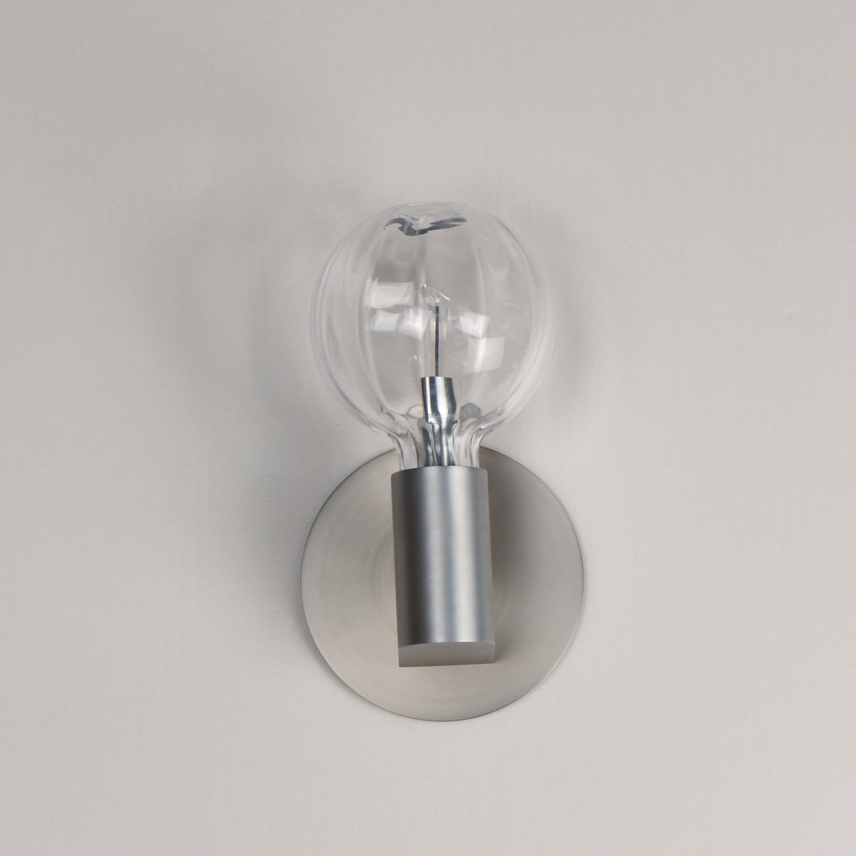 Studio M Lighting SM49324CLAL Ray Dance Globe Wall Sconce in Brushed Aluminum with Clear glass, side profile view