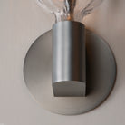 Studio M Lighting SM49324CLAL Ray Dance Globe Wall Sconce in Brushed Aluminum with Clear glass, close-up detail view