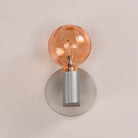 Studio M Lighting SM49324EMAL Ray Dance Globe Wall Sconce in Brushed Aluminum with Ember glass, three-quarter angle view