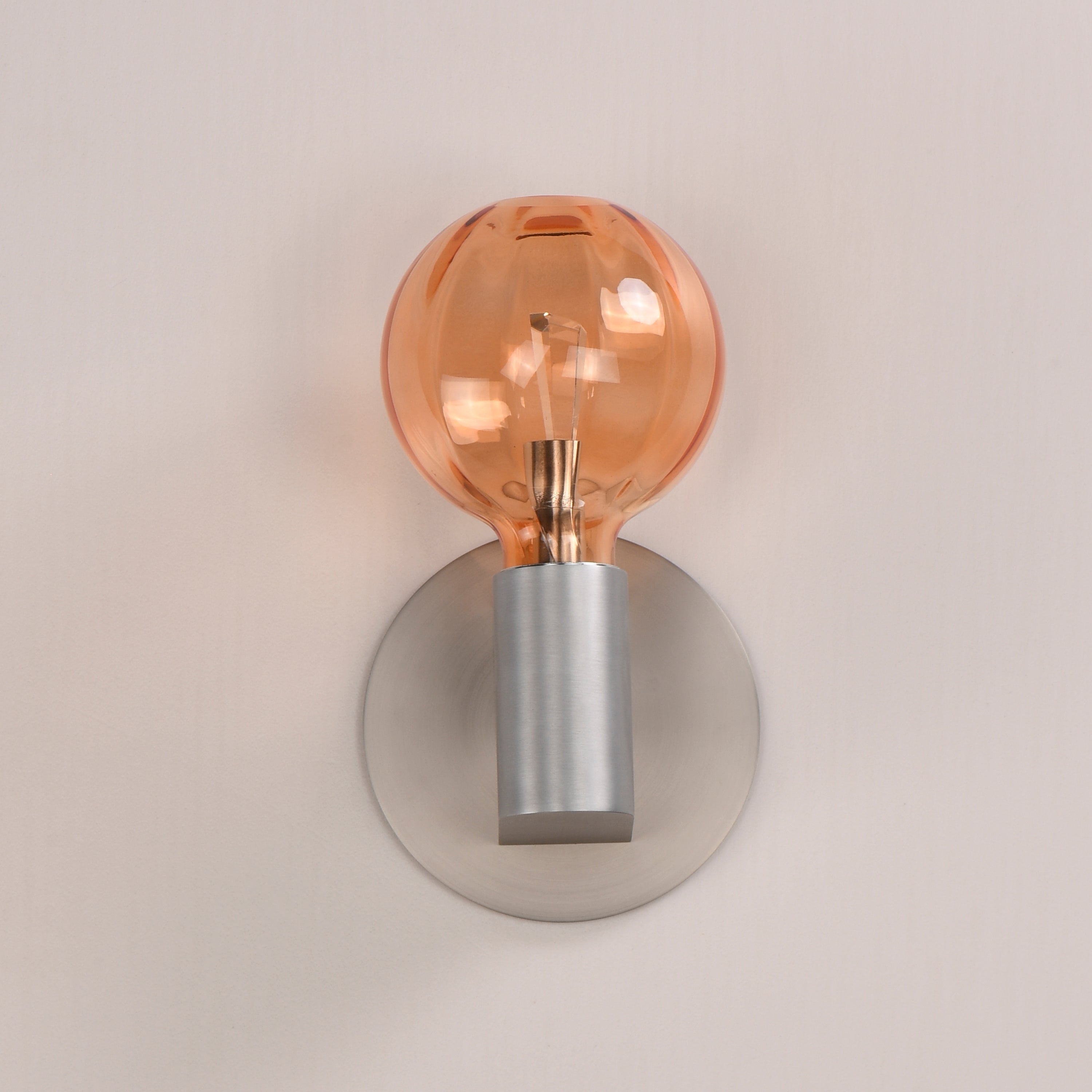 Studio M Lighting SM49324EMAL Ray Dance Globe Wall Sconce in Brushed Aluminum with Ember glass, three-quarter angle view