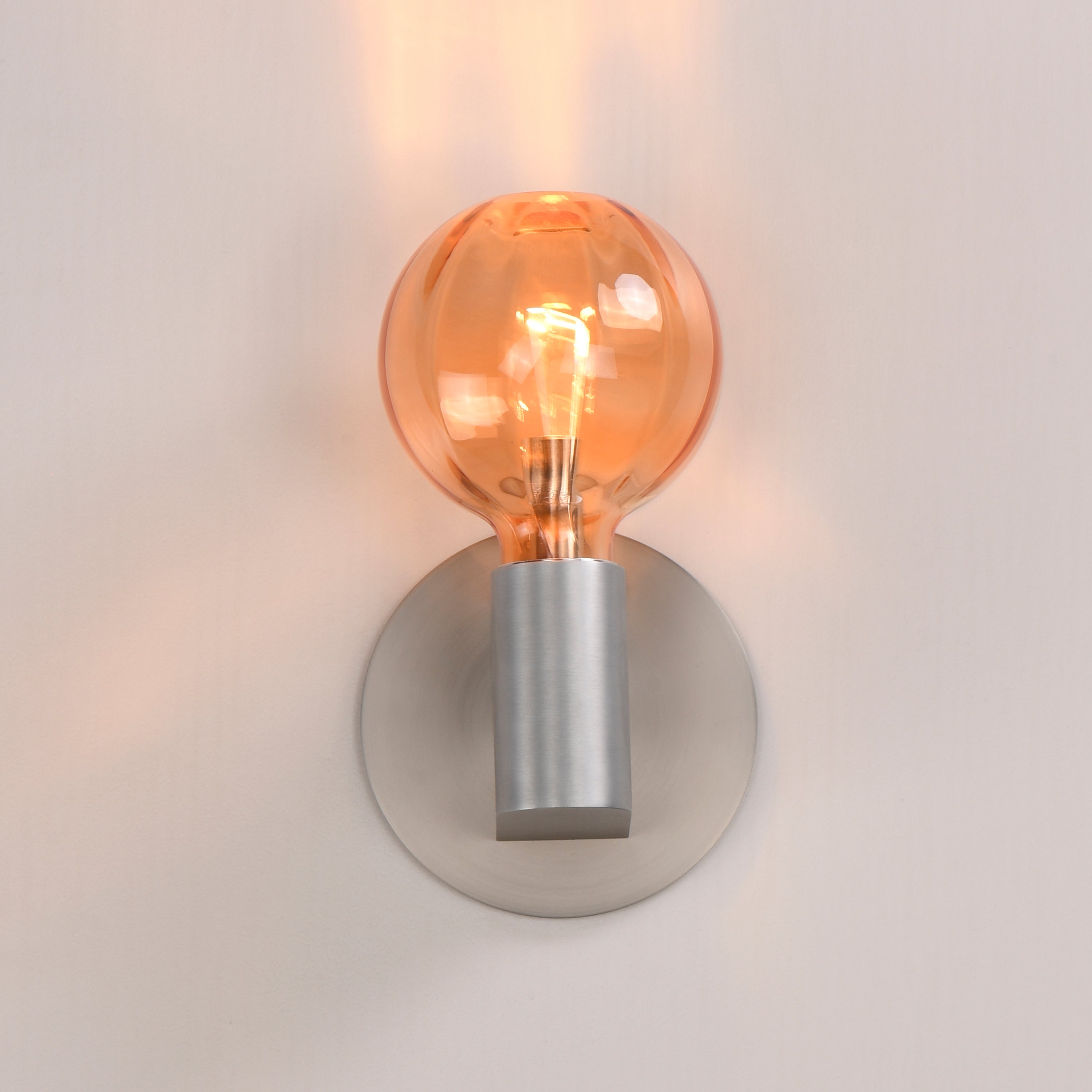 Studio M Lighting SM49324EMAL Ray Dance Globe Wall Sconce in Brushed Aluminum with Ember glass, side profile view