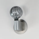 Studio M Lighting SM49324SMKAL Ray Dance Globe Wall Sconce in Brushed Aluminum with Mirror Smoke glass, three-quarter angle view