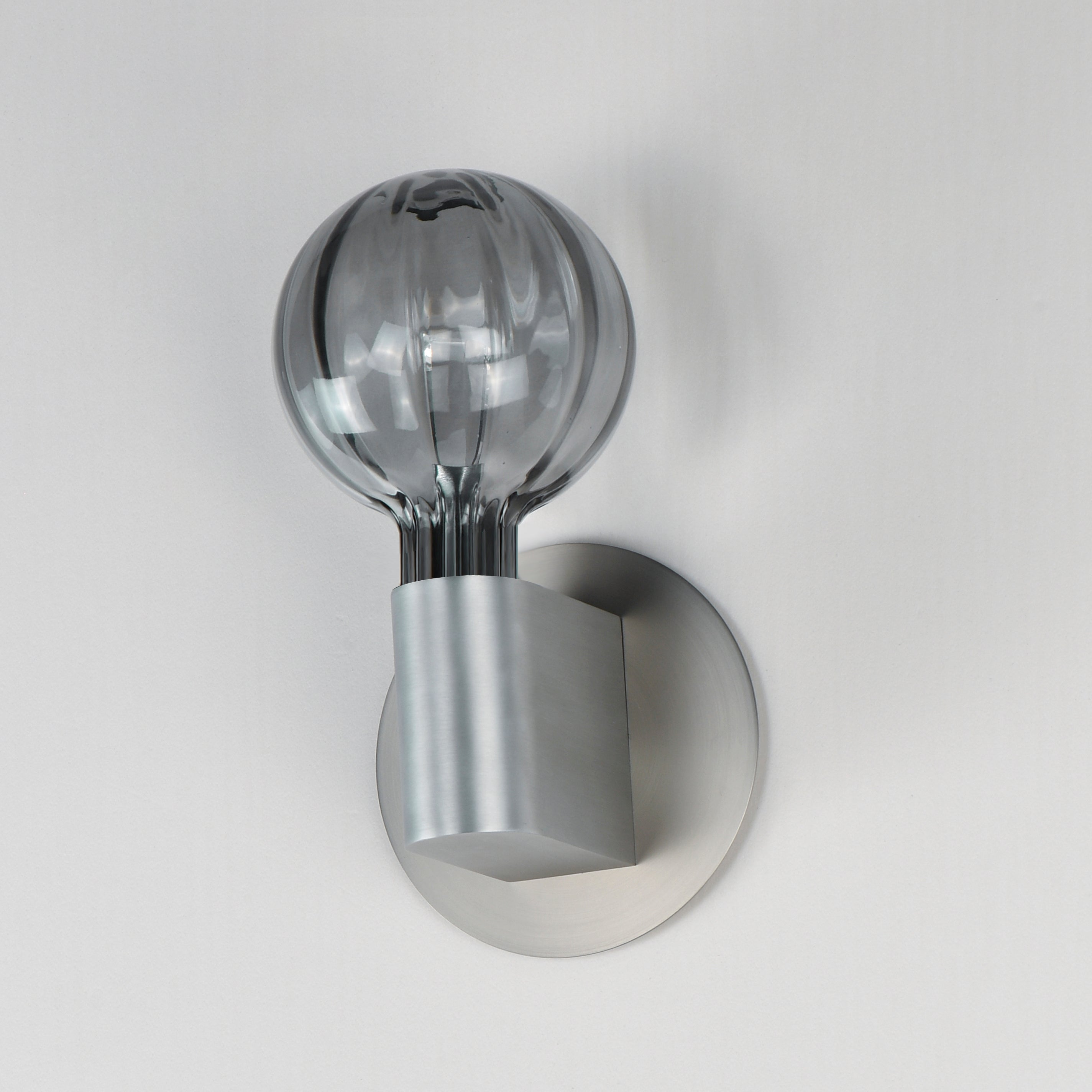 Studio M Lighting SM49324SMKAL Ray Dance Globe Wall Sconce in Brushed Aluminum with Mirror Smoke glass, three-quarter angle view
