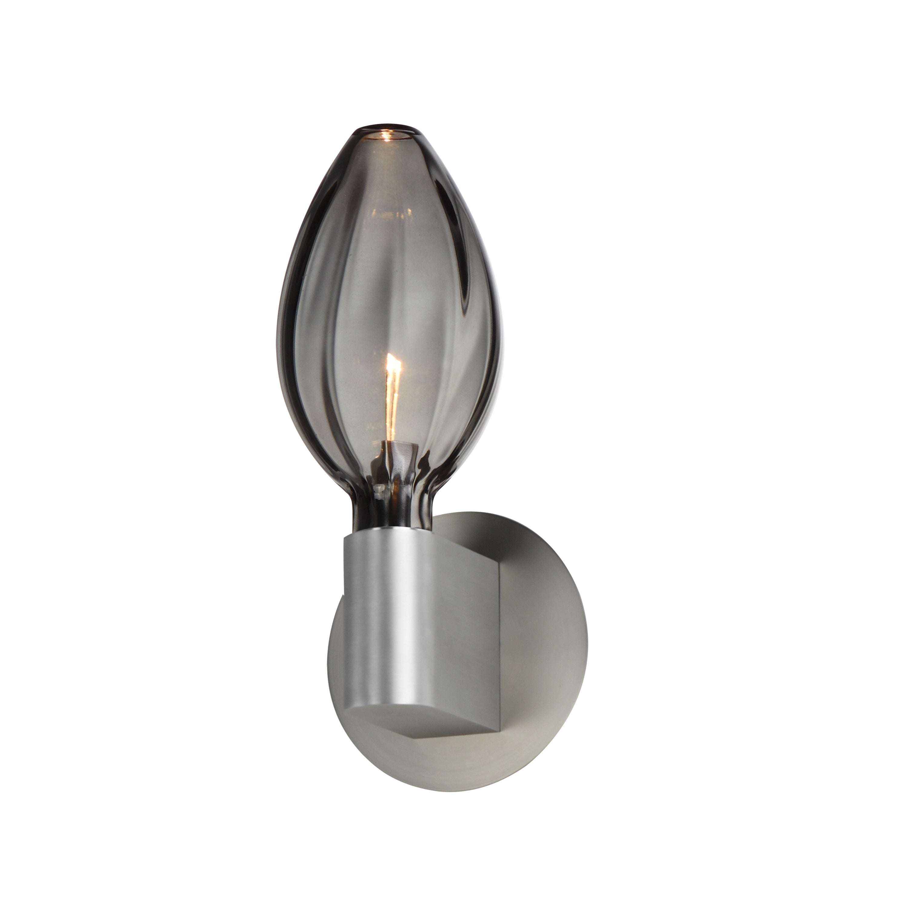 Studio M Lighting SM49325SMKAL Ray Dance Olive Wall Sconce in Brushed Aluminum with Mirror Smoke glass, front view on white background