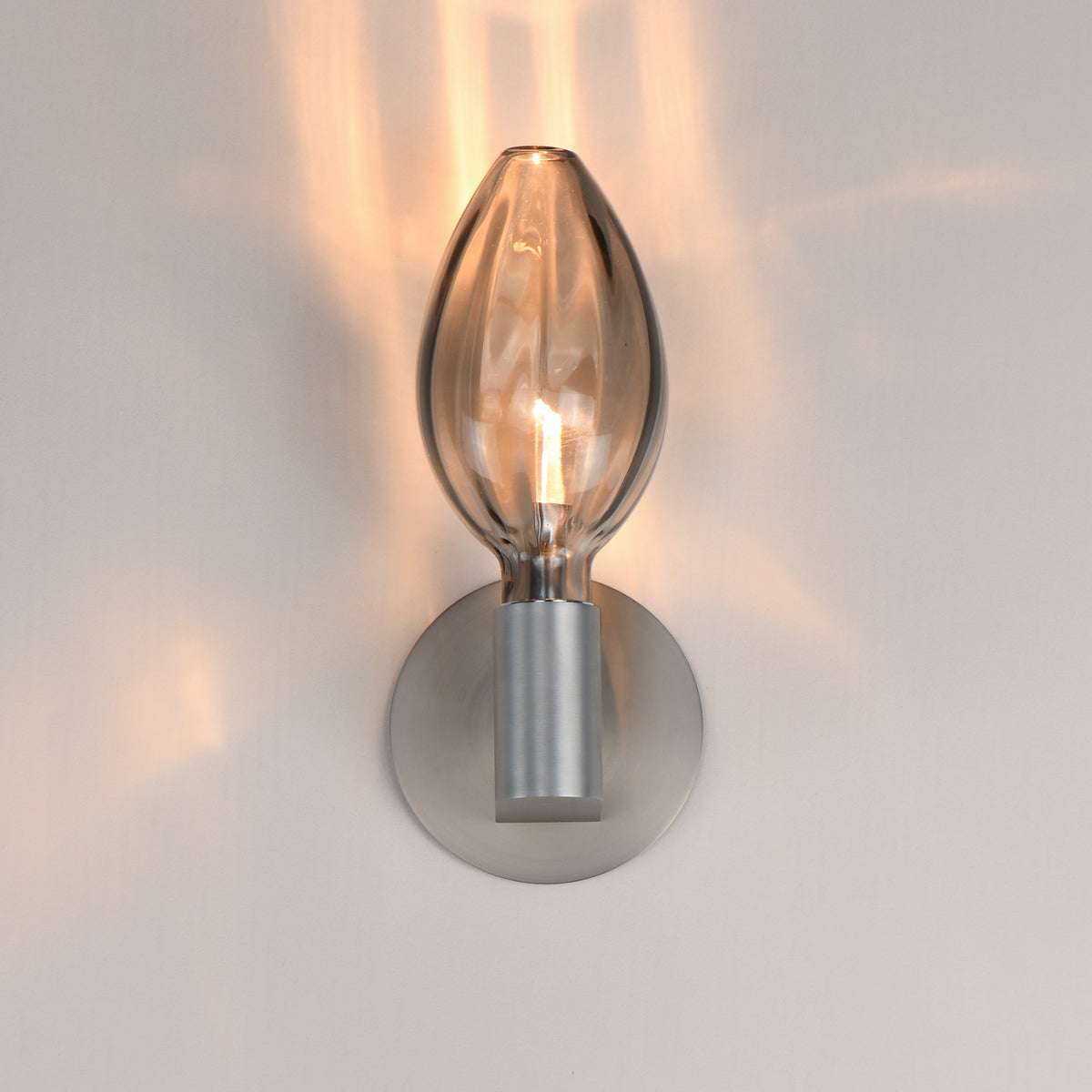 Studio M Lighting SM49325SMKAL Ray Dance Olive Wall Sconce in Brushed Aluminum with Mirror Smoke glass, three-quarter angle view