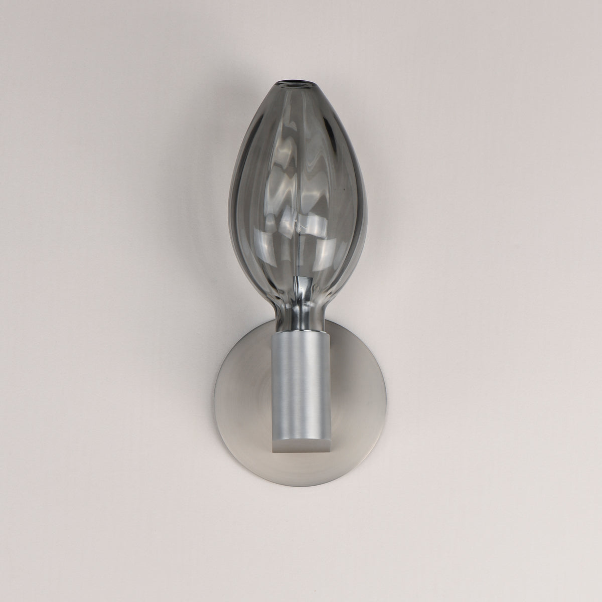 Studio M Lighting SM49325SMKAL Ray Dance Olive Wall Sconce in Brushed Aluminum with Mirror Smoke glass, side profile view