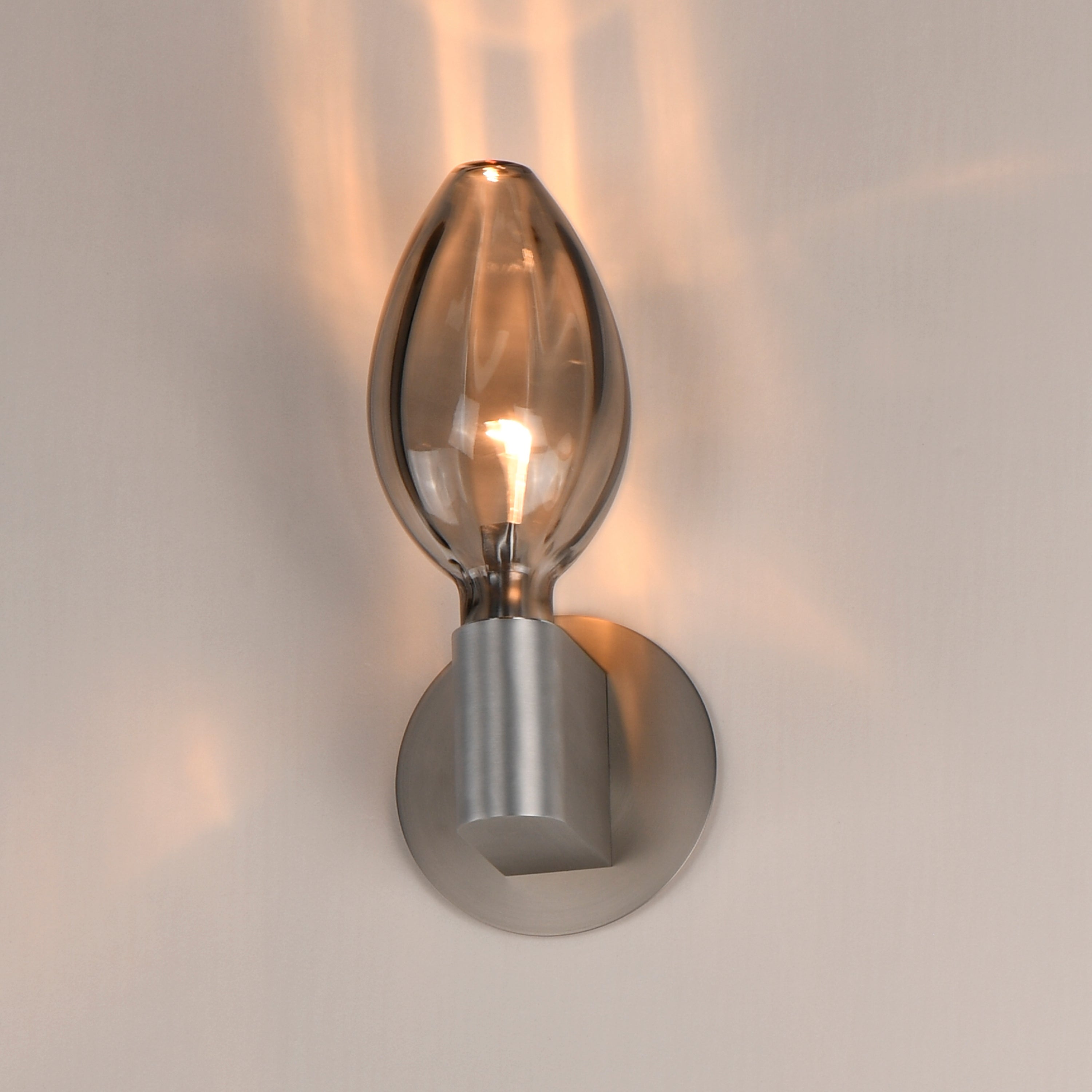 Studio M Lighting SM49325SMKAL Ray Dance Olive Wall Sconce in Brushed Aluminum with Mirror Smoke glass, installed lifestyle view