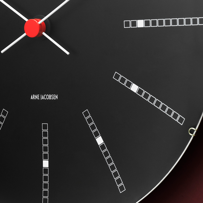 Horloge murale Arne Jacobsen Clocks 43646 de style banquier, noire
