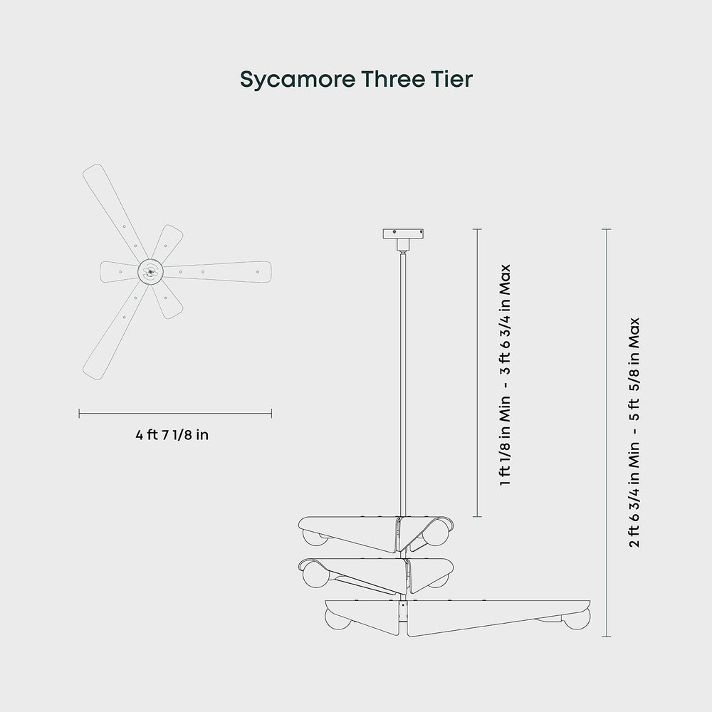 Platane de Tala Suspendu Diagramme dimensionnel à 3 niveaux