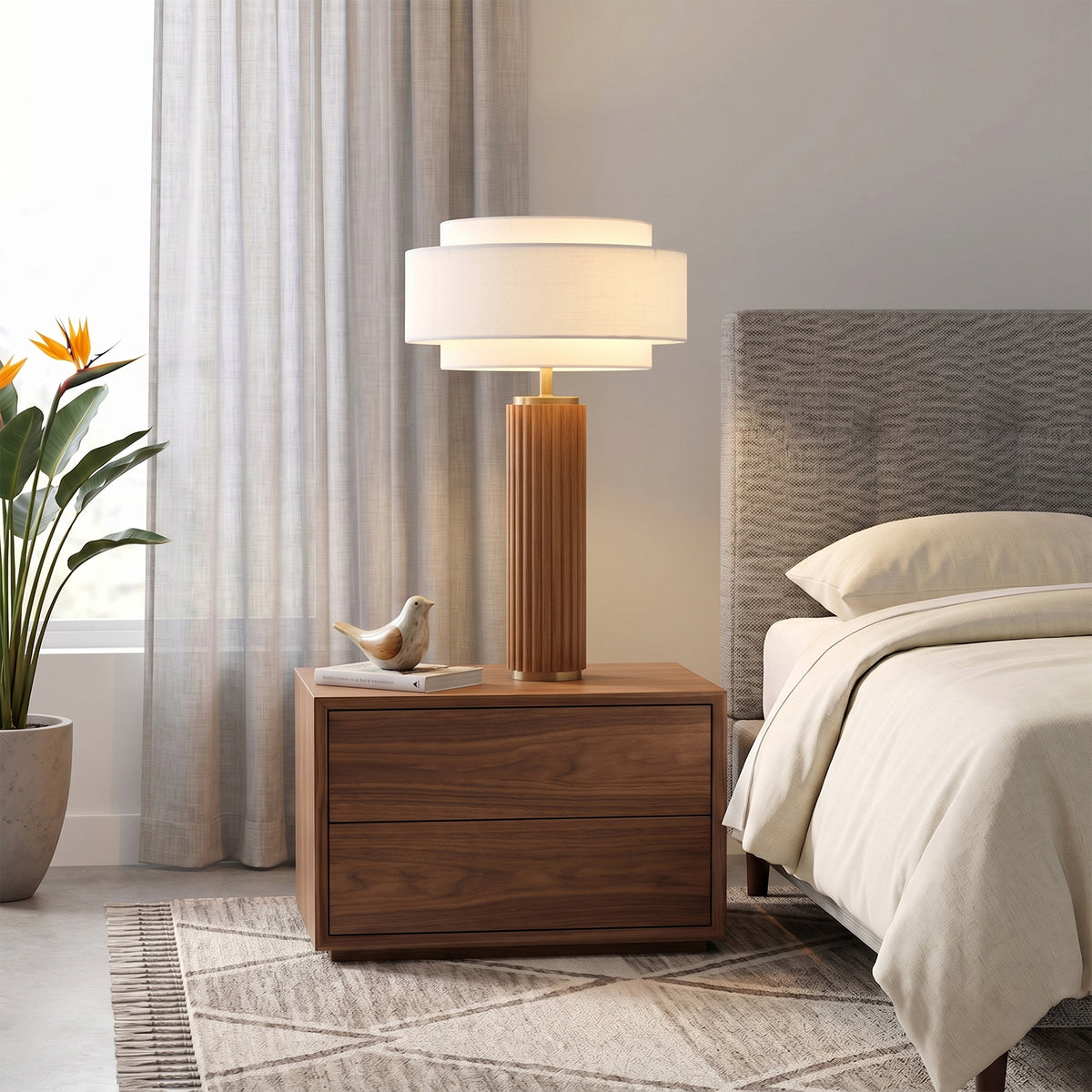 Nova de Californie 1011832WH Tambo Coronado Lampe de table en noyer foncé