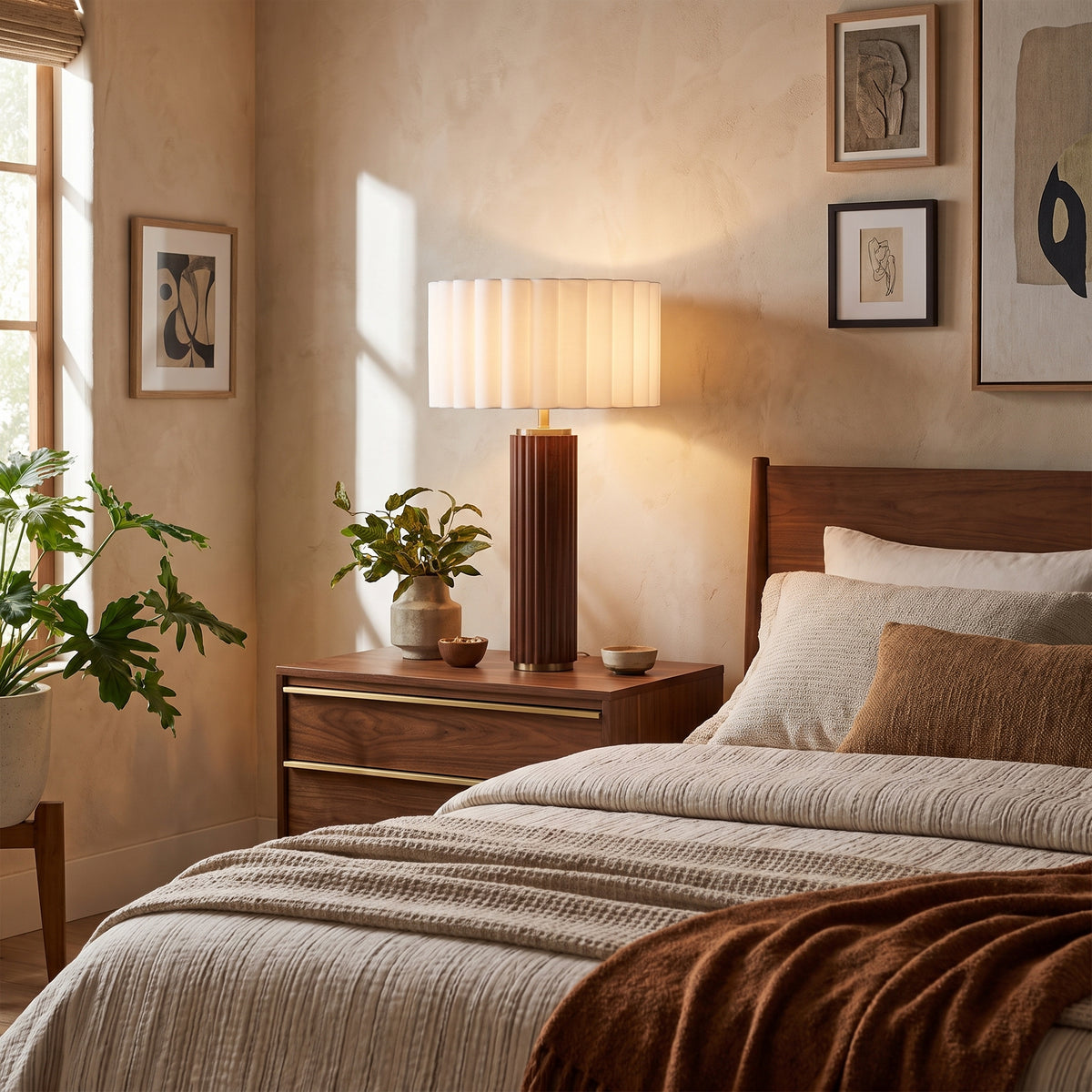 Nova of California 1012832WH Tambo Scallop Table Lamp in Natural Ash