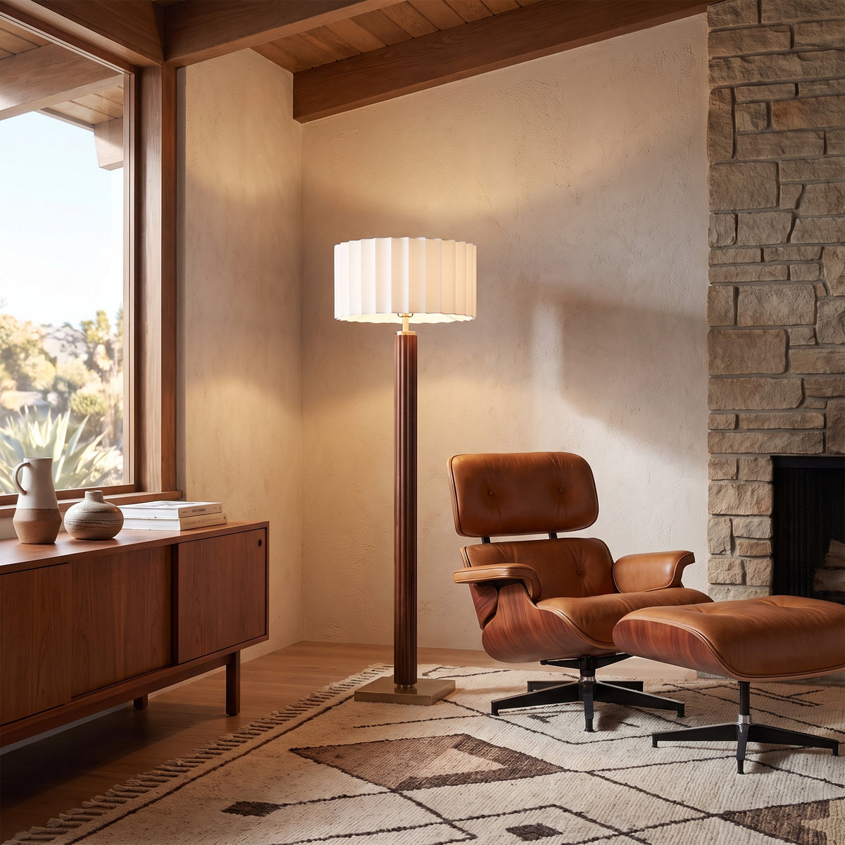 Nova of California 2012834WH Tambo Scallop Floor Lamp in Natural Ash