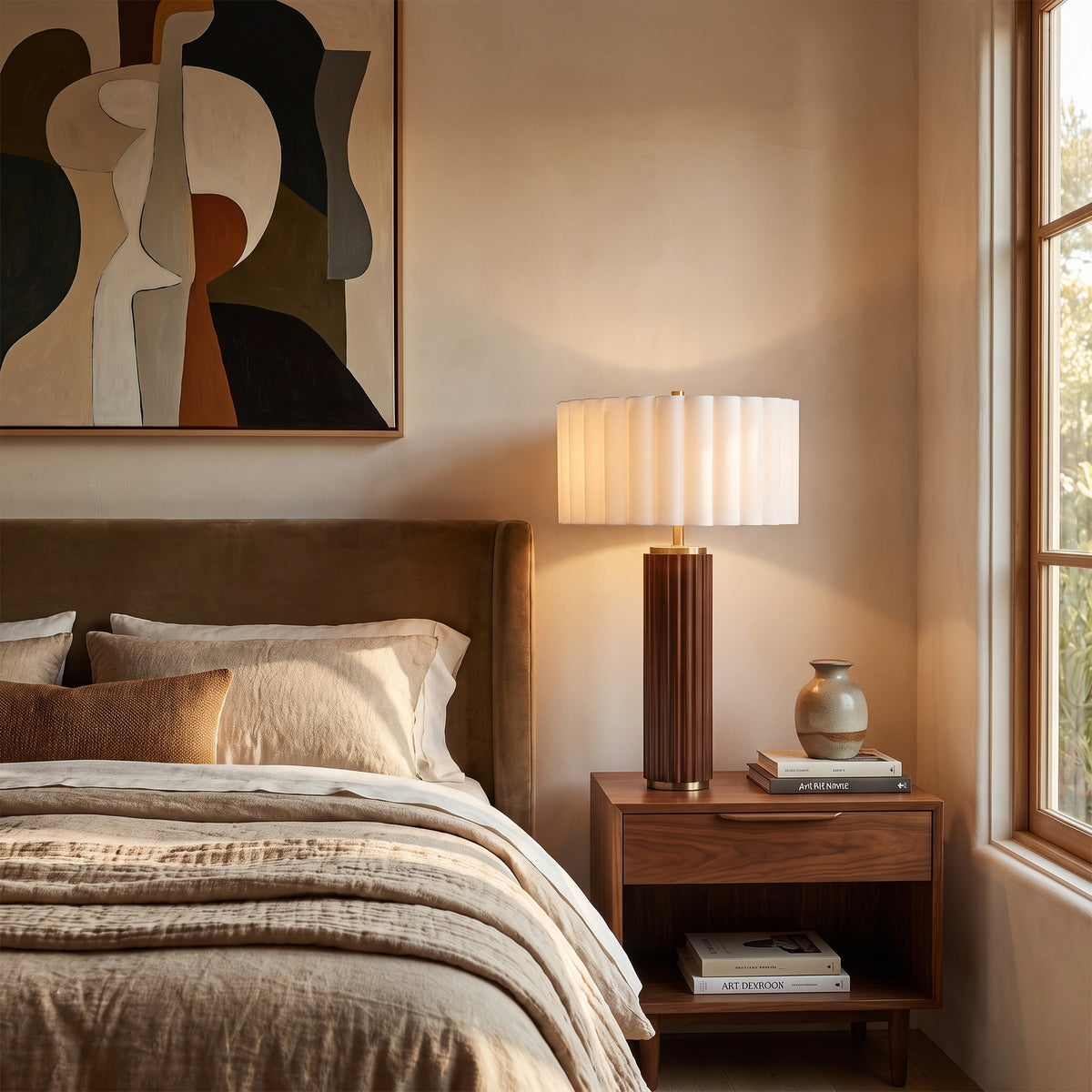 Nova of California 1012832WH Tambo Scallop Table Lamp in Natural Ash