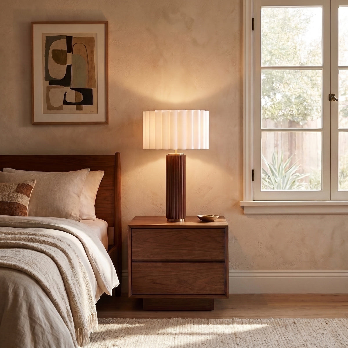 Nova of California 1012832WH Tambo Scallop Table Lamp in Natural Ash