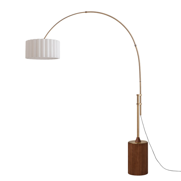 Lampadaire arqué à base en bois festonnée Tambo