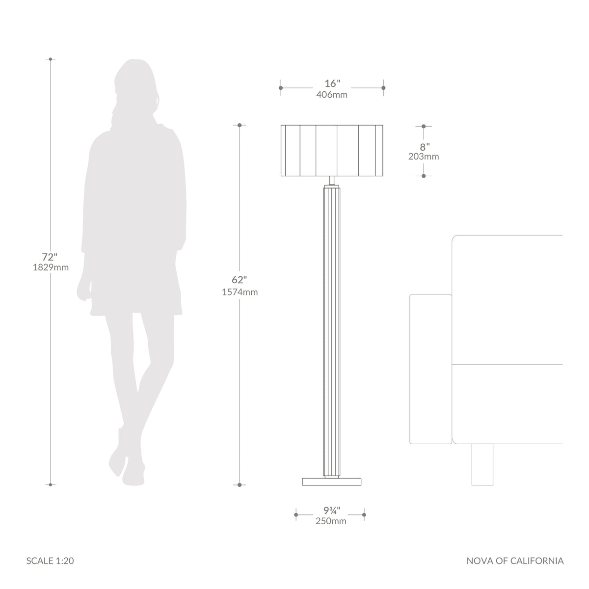 Nova of California 2012834WH Tambo Scallop Floor Lamp in Natural Ash