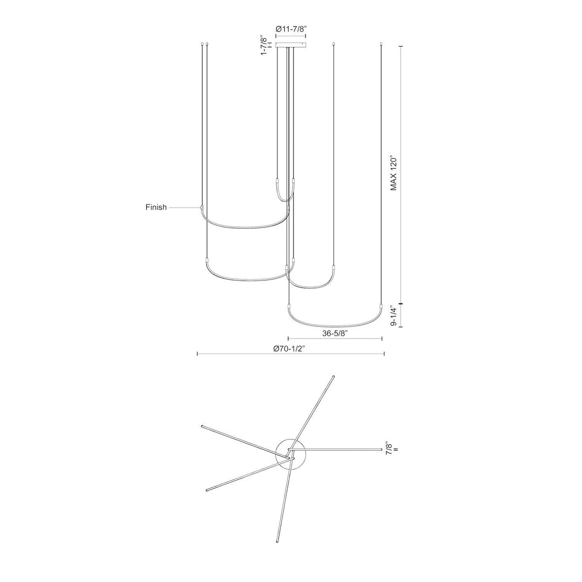 Kuzco Lighting MP89570-BG Talis 5-Bar LED Multi Pendant in Brushed Gold