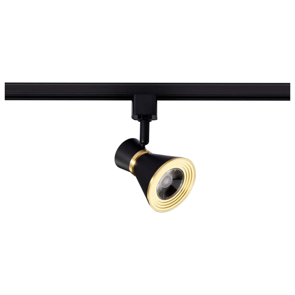 Projecteur sur rail Satco TH633 LED à fixation rapide, noir mat / laiton brossé