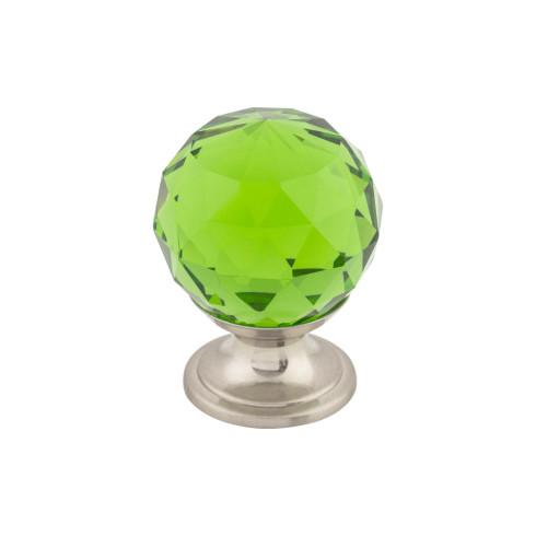 Top Knobs - TK119BSN - Green Crystal Knob  - Crystal - Brushed Satin Nickel