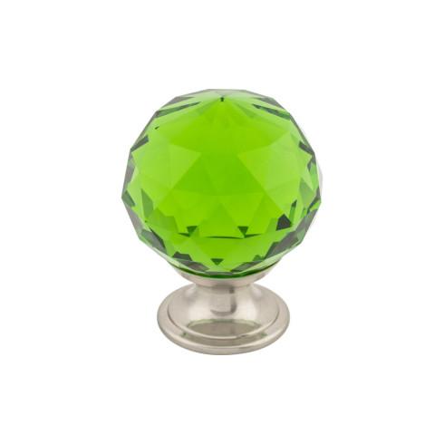 Top Knobs - TK120BSN - Green Crystal Knob  - Crystal - Brushed Satin Nickel