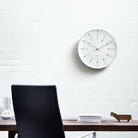Arne Jacobsen Clocks 43620 Bankers Wall Clock in White/Black/Red