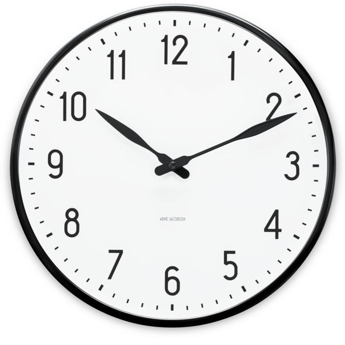 Horloge murale Arne Jacobsen Clocks 43643 Station, blanc/noir