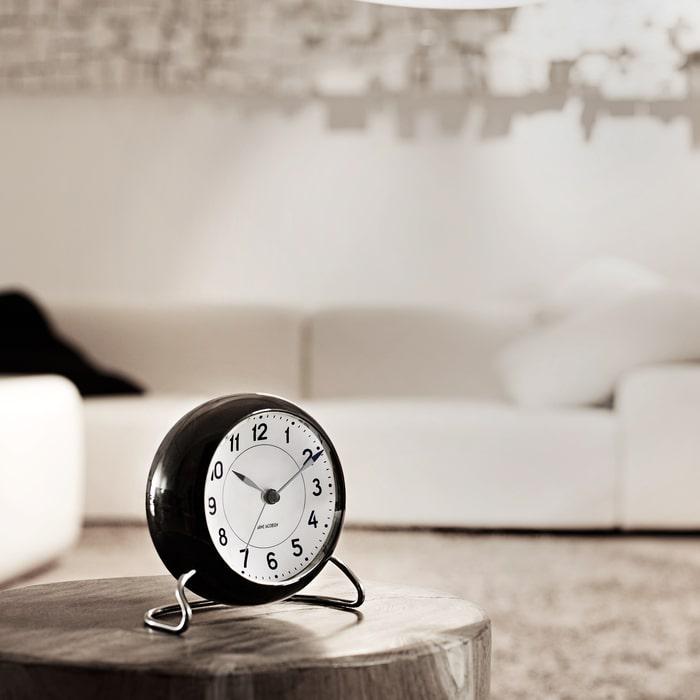 Arne Jacobsen Clocks 43672 Station Table Clock in White/Black