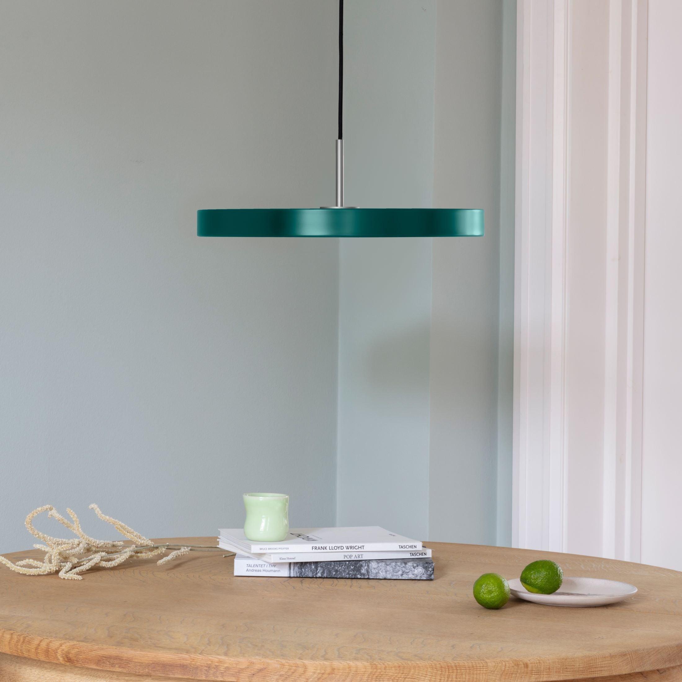 Umage Asteria LED Pendant in Forest Green with steel ring