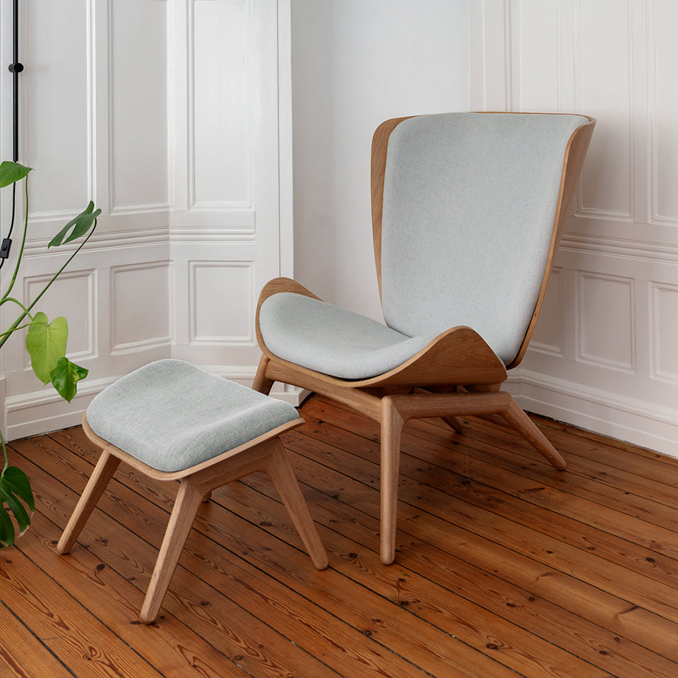 Umage The Reader Ottoman in oak with Sterling, styled with Willow and Carmina