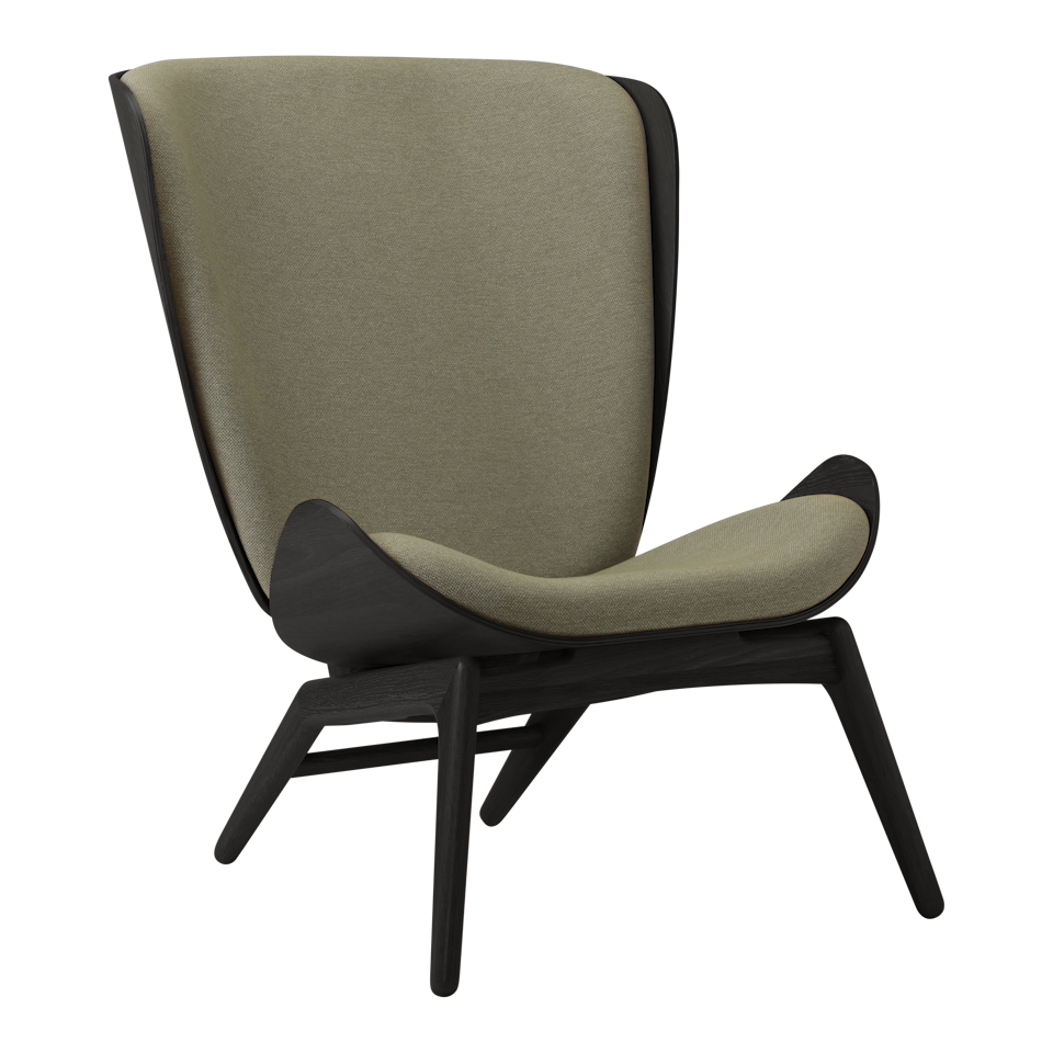 Umage 5103C702-12 The Reader Wing Chair in Black Oak with Morning Meadows